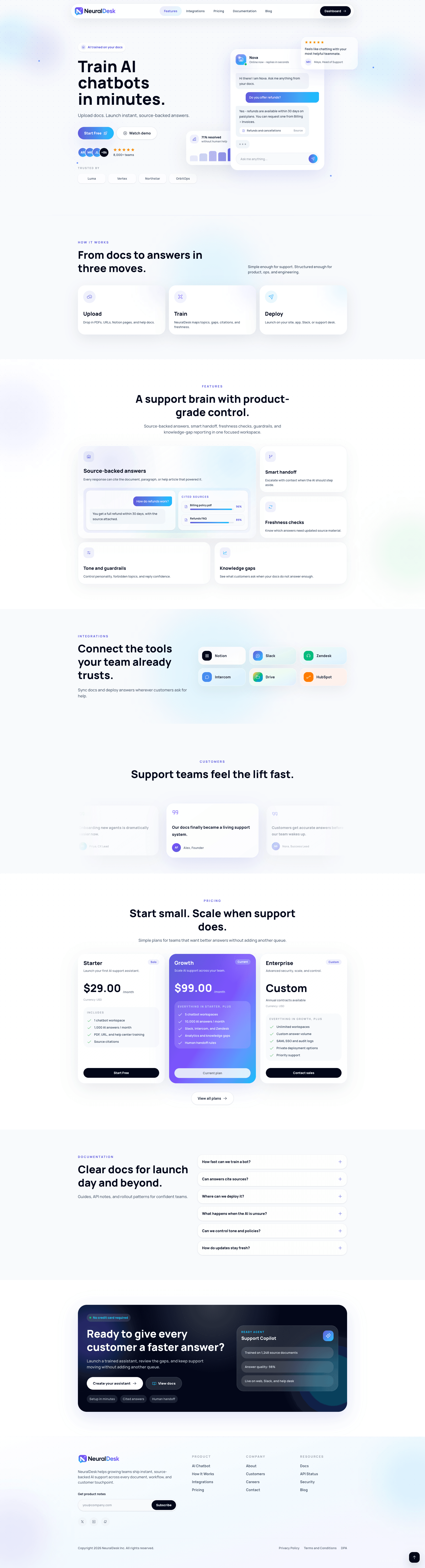 NeuralDesk - AI Chatbot Trainer & Embedding SaaS